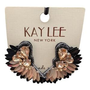 Kay Lee NY Crystal Wing Statement Earrings